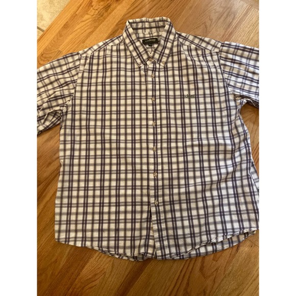 Jeep Mens Mens Shirt Short Sleeve Button Down Purple & White 17.5 Large - Picture 2 of 4